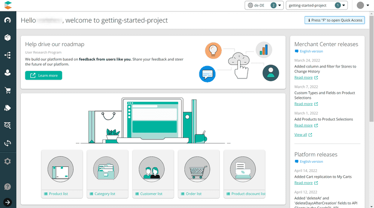 Screenshot of the Merchant Center