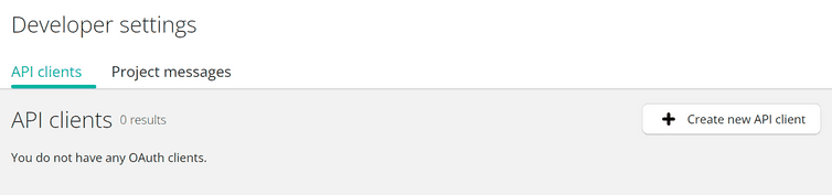 A screenshot of the API clients page