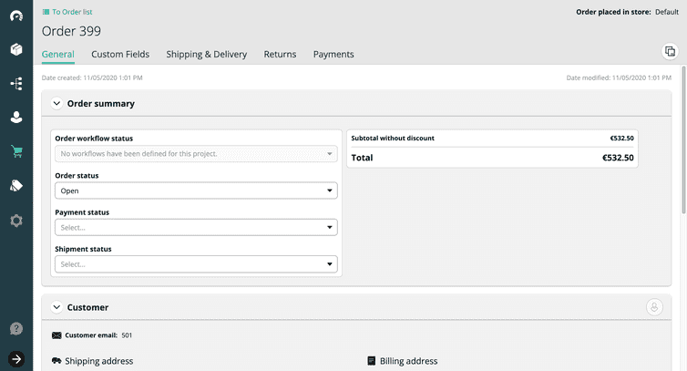 An example Order in the Merchant Center