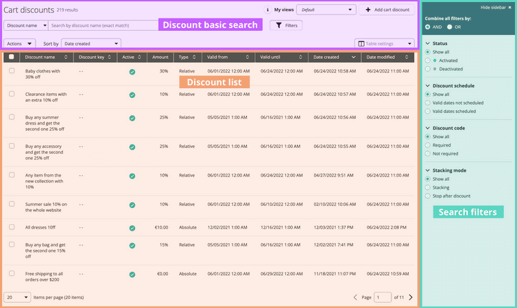 Discount list search