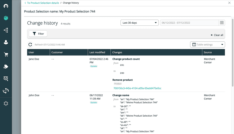 View changes in a contextual view