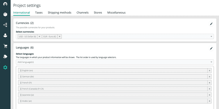 Change order of project languages