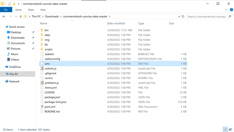 The .env file in the folder commercetools-sunrise-data-master