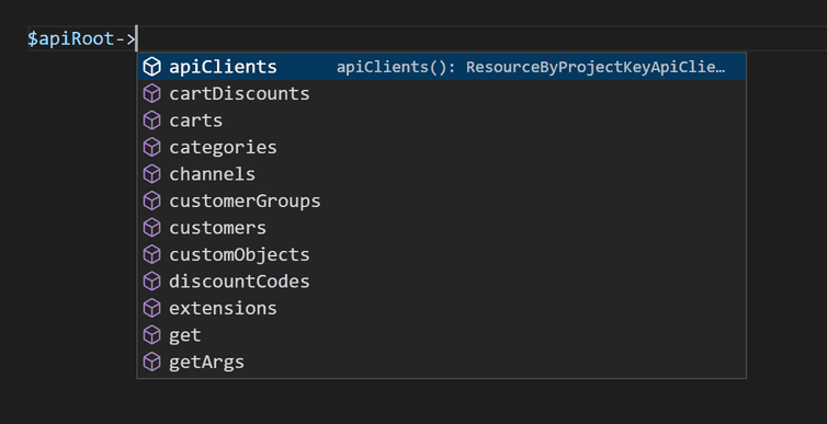 Screenshot of autocomplete for endpoint