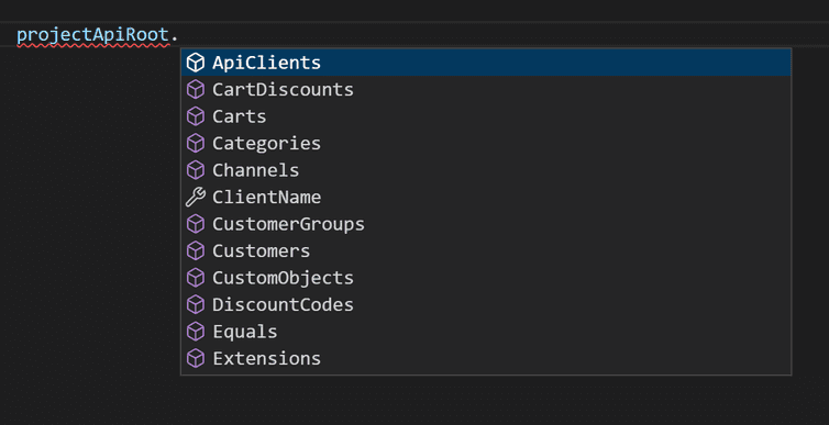 Screenshot of autocomplete for endpoint